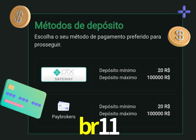 O cassino br11 oferece uma grande variedade de métodos de pagamento